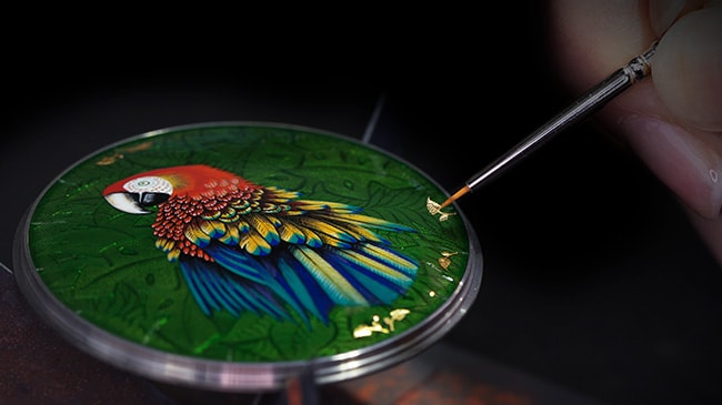 Jaquet Droz, Parrot Repeater Pocket Watch, back cover macaw enamel painting