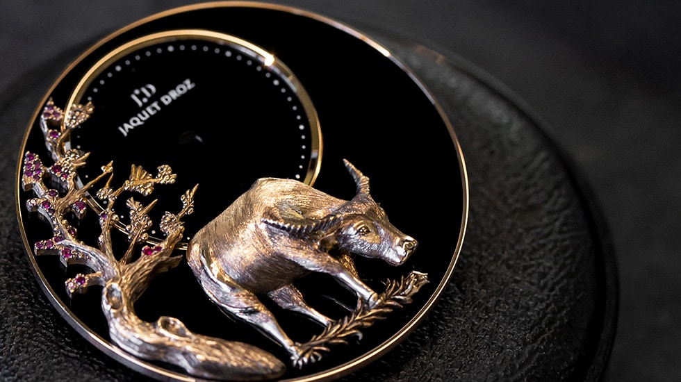Jaquet Droz, Petite Heure Minute Buffalo, J005023295, Engraving Workshop, Dial