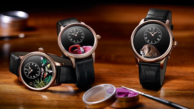 Jaquet Droz, Baselworld 2017 Novelties, Petite Heure Minute Painting on Black Enamel, Ambiance