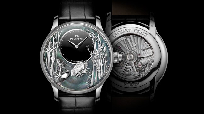 Jaquet Droz, Baselworld 2017 Novelties, J032534270, Loving Butterfly Automaton, Front / Back