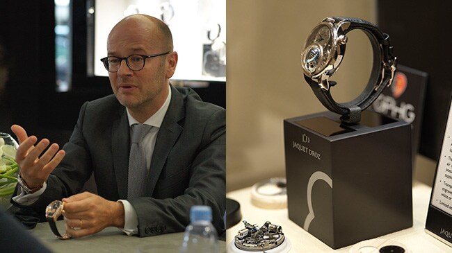 Jaquet Droz, 2017 Novelties in Paris, Christian Lattmann, Private Presentation, J032533270, Loving Butterfly Automaton, J031534240, Charming Bird, Showcase