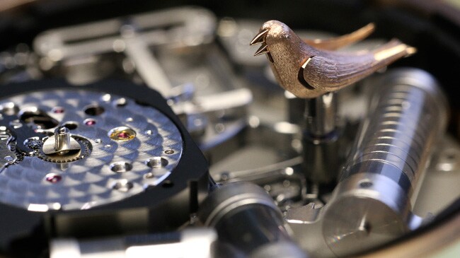 Jaquet Droz, J031533200, The Charming Bird, Close-Up, Mechanism