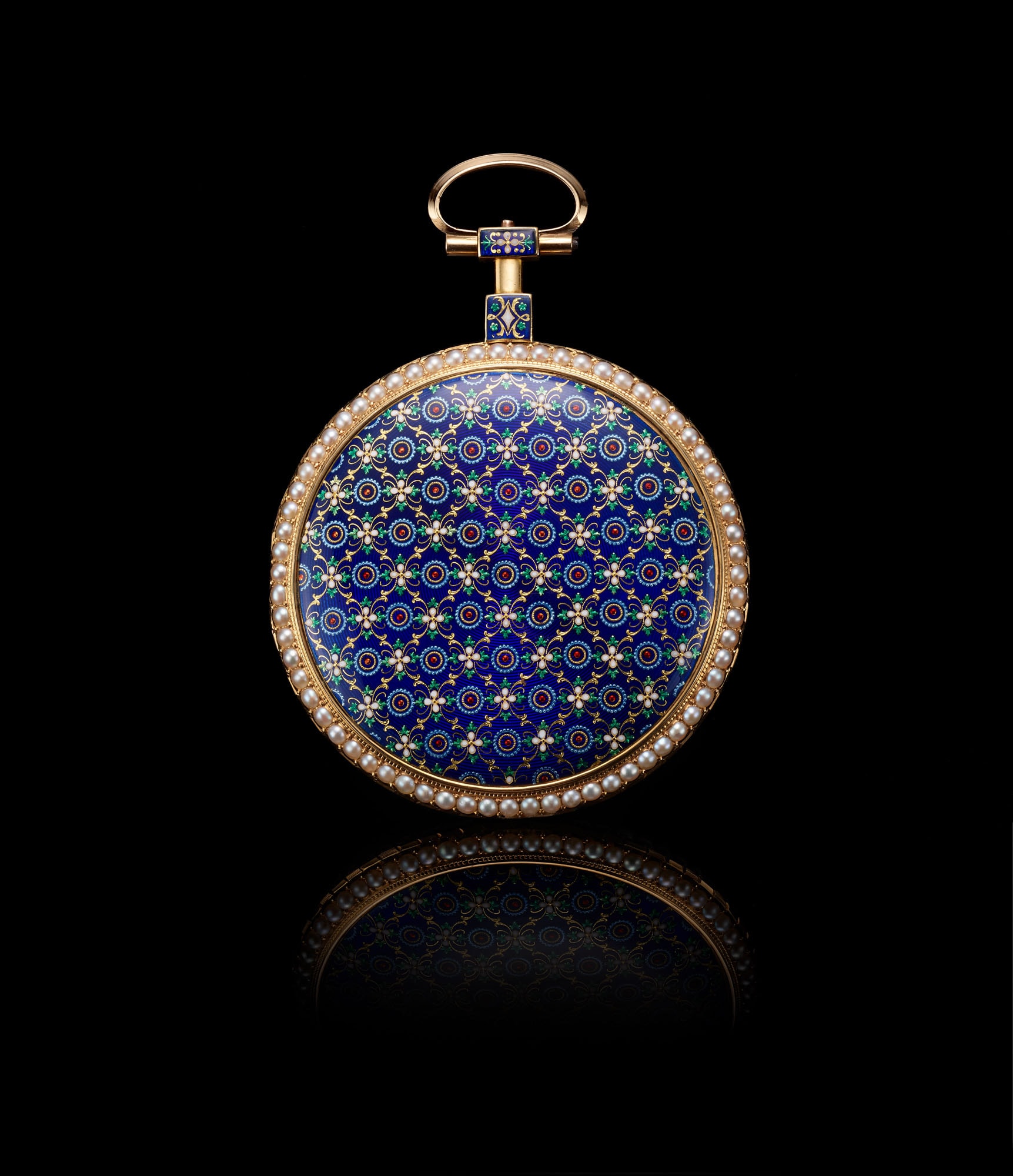 Antique Petite Heure Minute Pocket Watch back with pailloné
