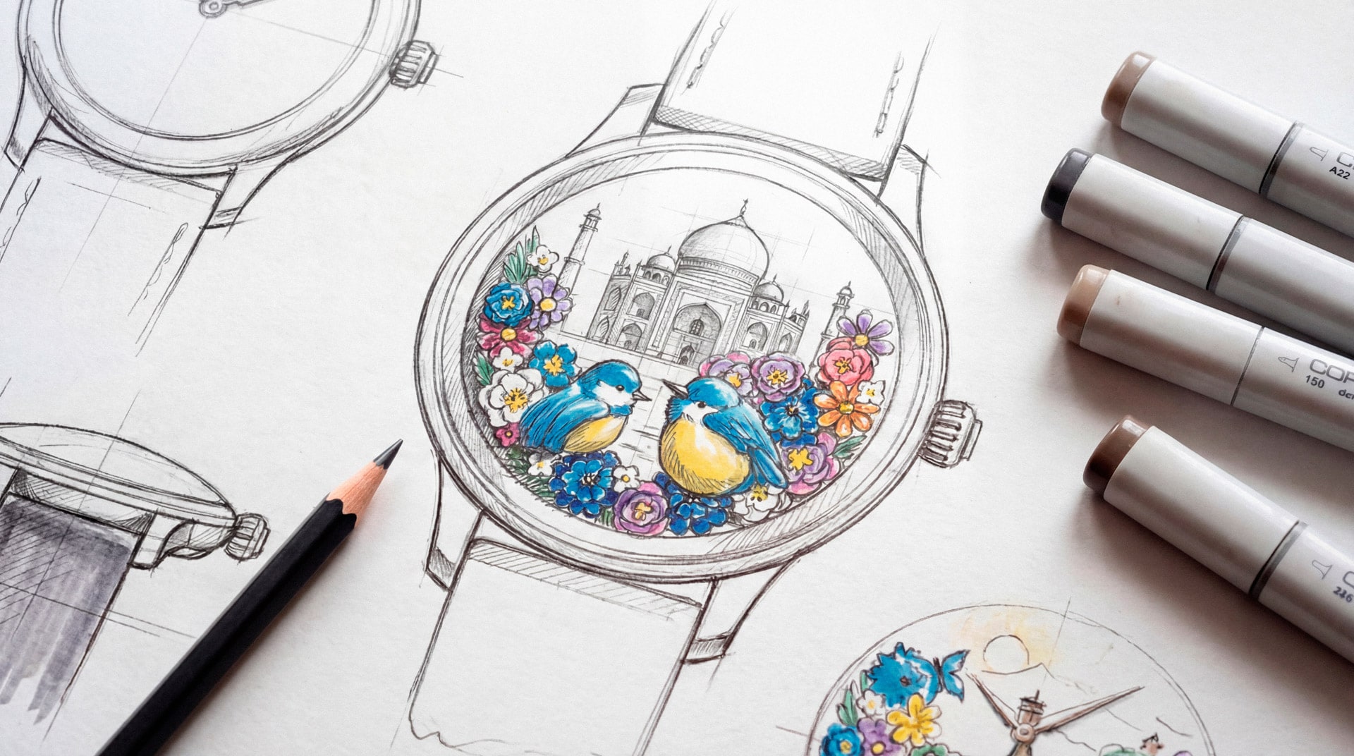 Joyful Birds, Taj Mahal variant design