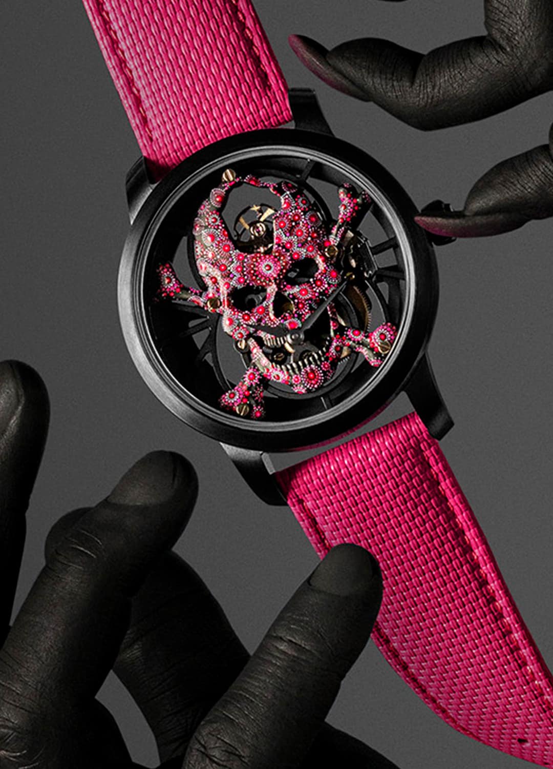 Tourbillon Skelet Ceramic - Skull Pink Pointillism