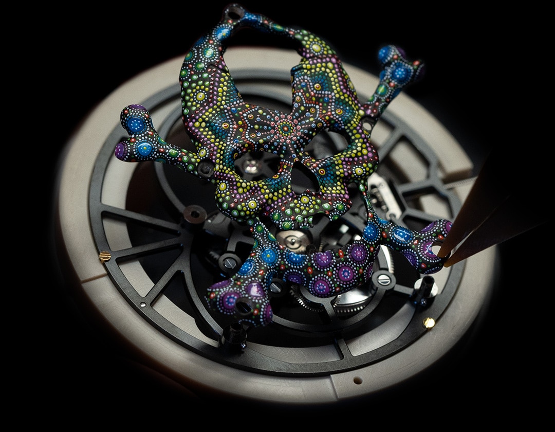 陶瓷镂空陀飞轮骷髅腕表<br>(Tourbillon Skelet Ceramic - Skull pointillism)