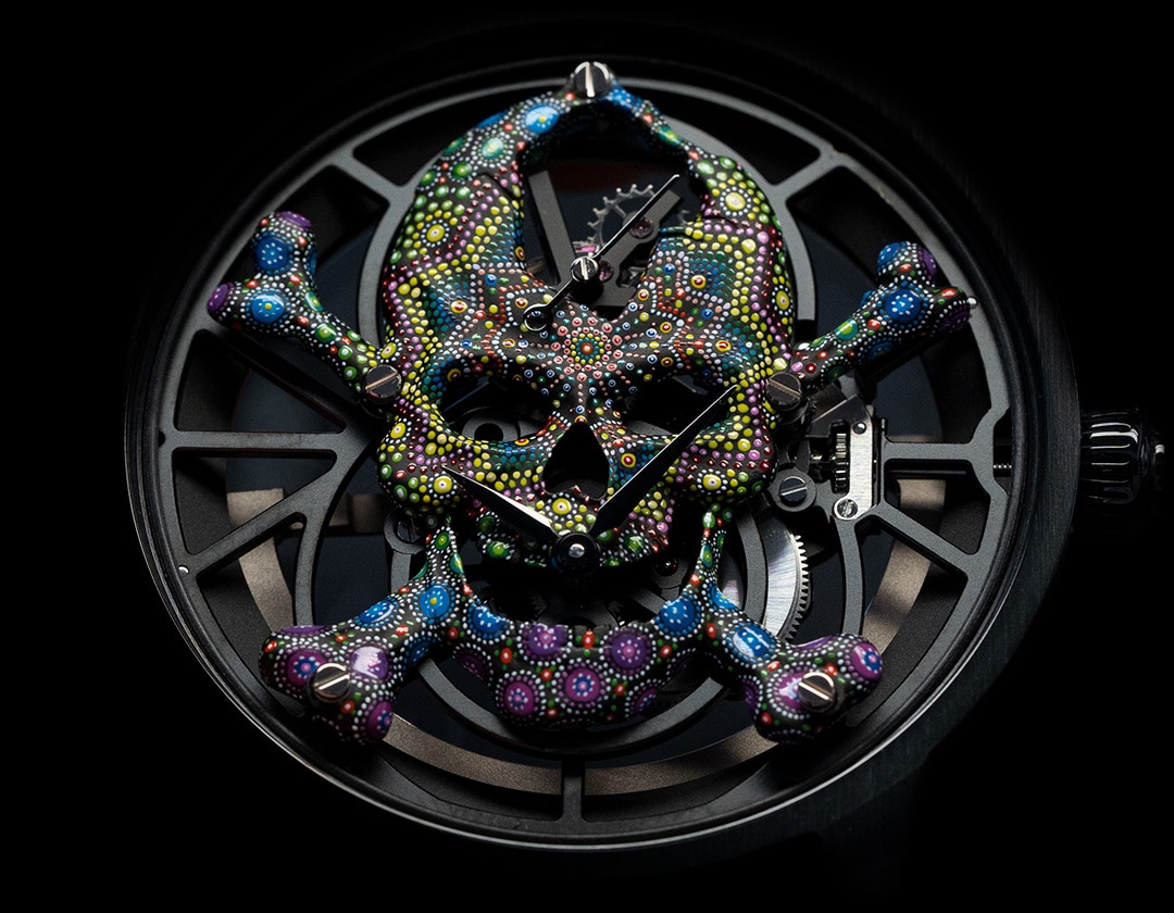 陶瓷镂空陀飞轮骷髅腕表<br>(Tourbillon Skelet Ceramic - Skull pointillism)