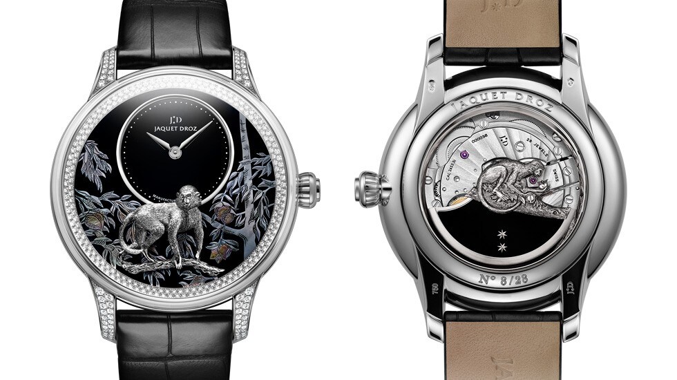 Jaquet Droz, Petite Heure Minute Relief Monkey White Gold: J005024280