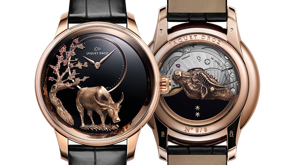 Jaquet Droz, Petite Heure Minute Relief Buffalo, J005023295, Front Back