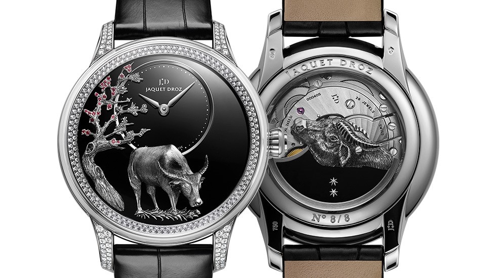 Jaquet Droz, Petite Heure Minute Relief Buffalo, J005024286, Front Back