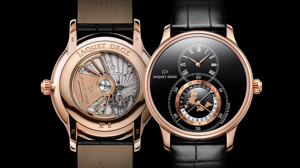 Jaquet Droz, Grande Seconde Dual Time Black Enamel, J016033202, Front Back