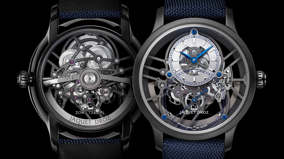 Jaquet Droz, New 2019 Collection Preview, Grande Seconde Skelet-One Ceramic, Front Back
