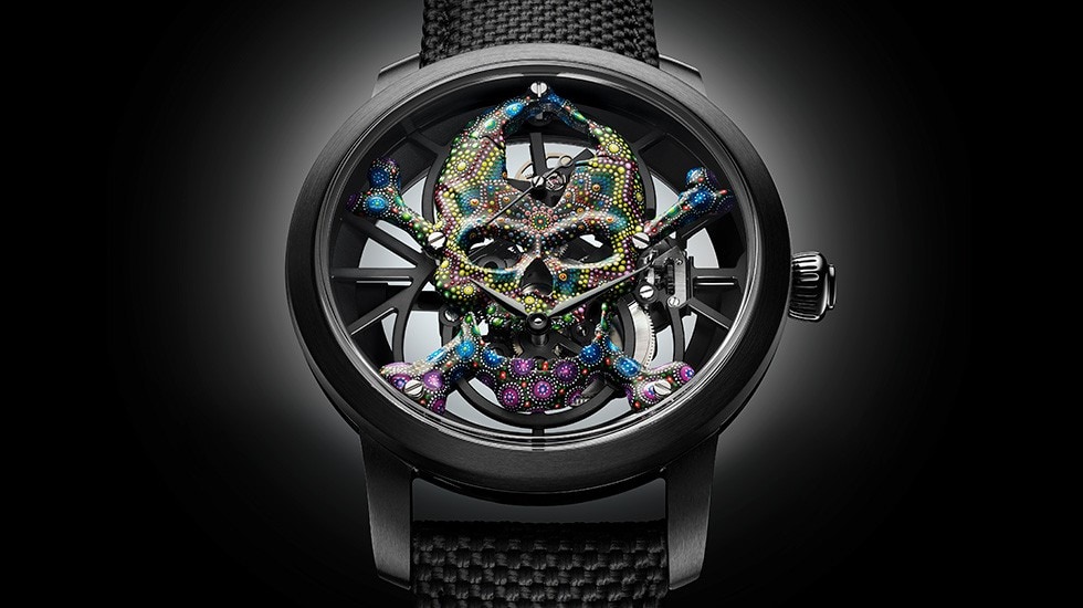 Jaquet Droz, Tourbillon Skelet Ceramic, Skull Pointillism, J0135250101, Ambiance