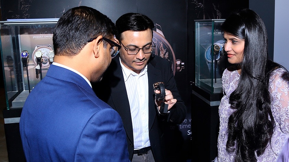 Jaquet Droz and Johnson Watch Company, Special cocktail in New Delhi, Guests Reviewing Pieces