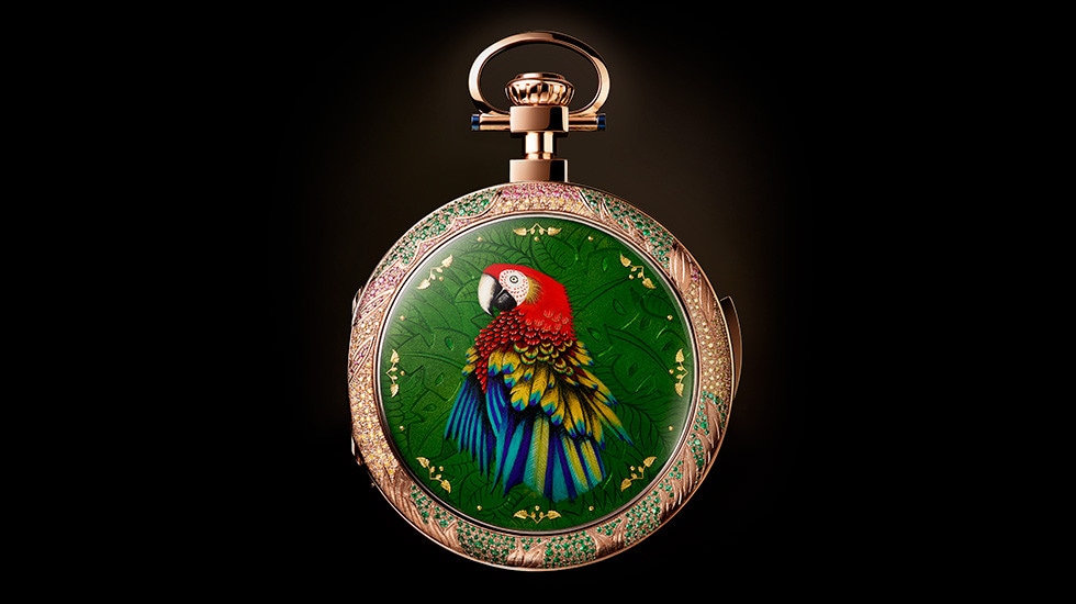 TO MARK ITS 280TH ANNIVERSARY, JAQUET DROZ PRESENTS THE PARROT REPEATER POCKET WATCH, A ONE-OF-A-KIND AUTOMATON WITH MINUTE REPEATER