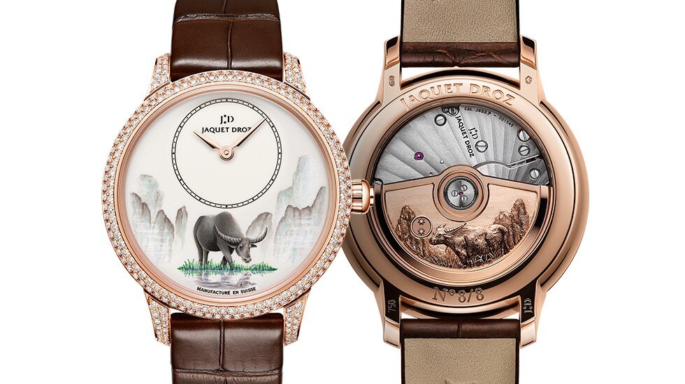 Jaquet Droz, Petite Heure Minute Relief Buffalo, J005003228, Front Back