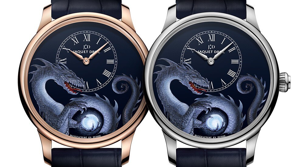 Jaquet Droz, Petite Heure Minute Dragon, John Howe, J005123207, J005124207, Front