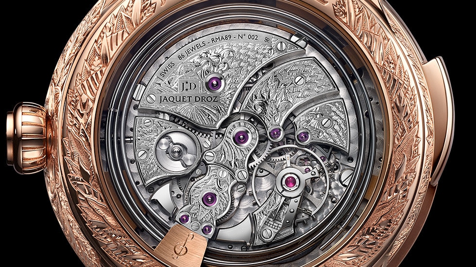 Jaquet Droz, Tropical Bird Repeater, J033033206, Movement Close-Up