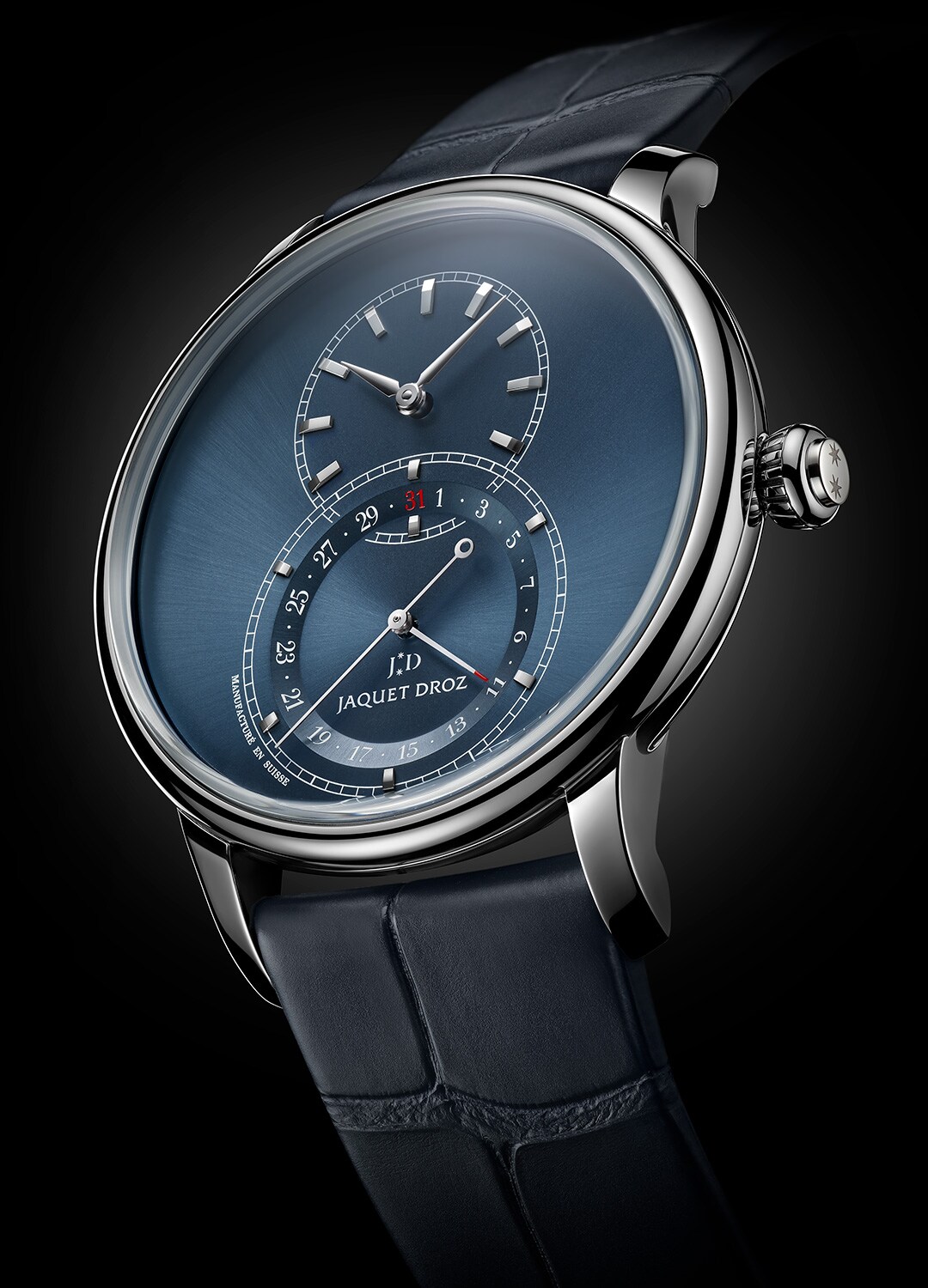 Grande Seconde Quantième Satin-Brushed Blue